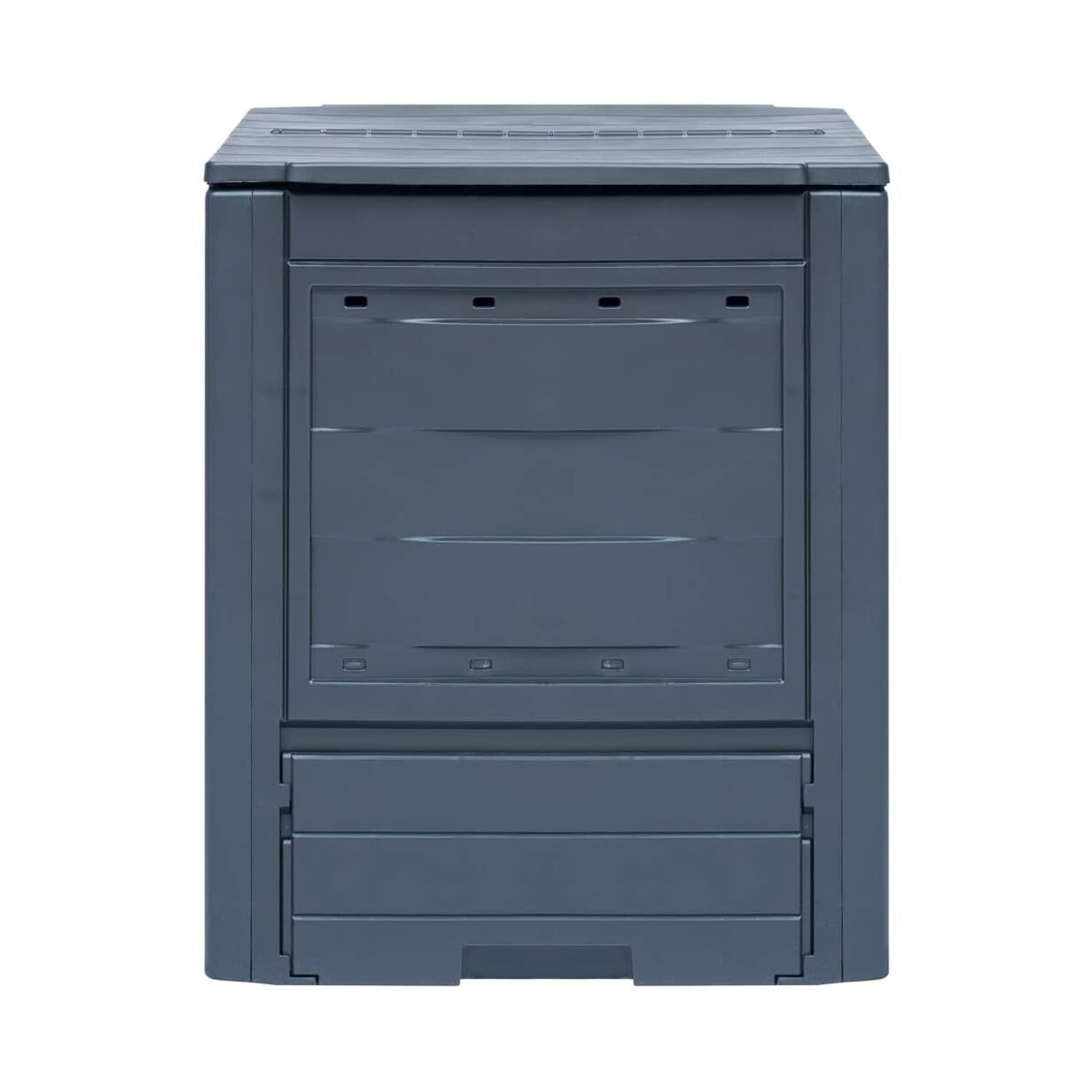 Avilia Contenitore per Compostaggio da Giardino - Compostiera con Accesso Frontale, in Polipropilene, 260L, 60x60x73cm, Nera, Made in Italy