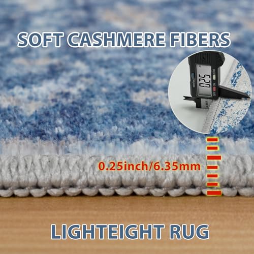5x8 Area Rugs for Living Room Rug Washable: Abstract Rug for Dining Room Bedroom Carpet Non Slip 5 by 8 Indoor Modern Nursery Home Office Blue Grey White