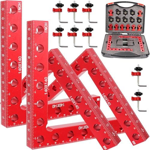 Pexzey Corner Clamps for Woodworking, 4Pack 5.5 inch 90 Degree Clamp, Right Angle Clamp, Wood Working Tools and Equipment, L Square Aluminum Angle Clamp Tool