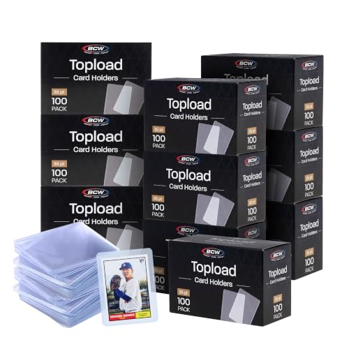 Image of BCW 3x4 Standard Topload Card Holders | 1000 Pack | Top Loaders for Cards | Rigid Card Protector | Fits Standard Size Cards Up to 35pt
