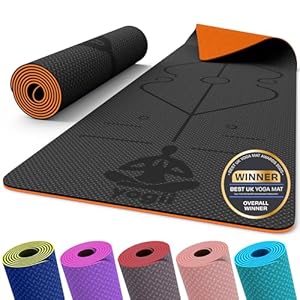 Yogii Exercise Yoga Mat – Non-Slip 6mm Thick TPE Mat, Travel-Friendly, Perfect for Home & Gym Workouts, Fitness, Pilates – Laser Alignment Guides for Men & Women