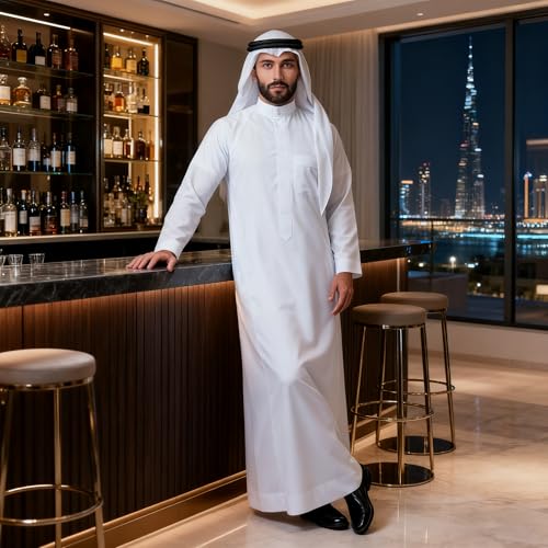 Men's Thobe Muslim Clothes Long Sleeve Middle East Saudi Kaftan Islamic Abaya Dubai Arab Robe3
