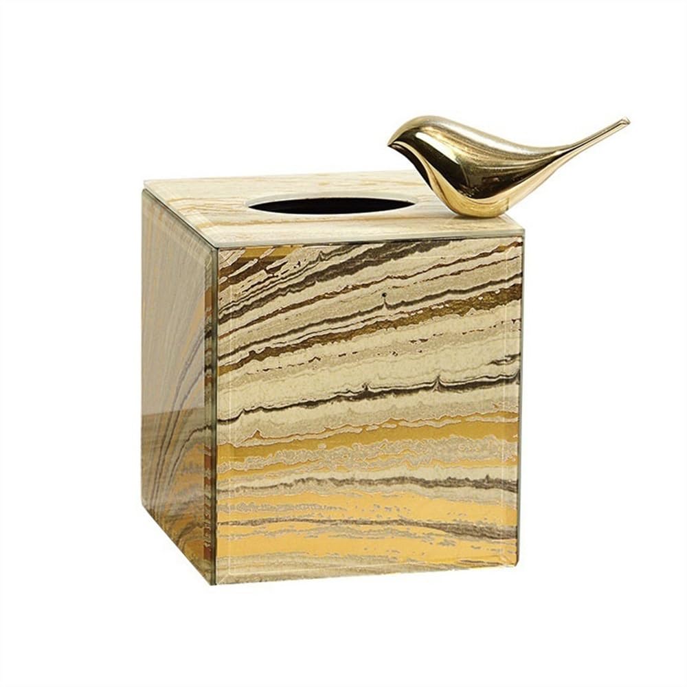 Caja organizadora de pañuelos Inicio Sala de Estar Mesa de Comedor Cajón Dorado Caja de pañuelos de Vidrio Mesa de café Caja de Almacenamiento Adornos Decorativos Porta pañuelos