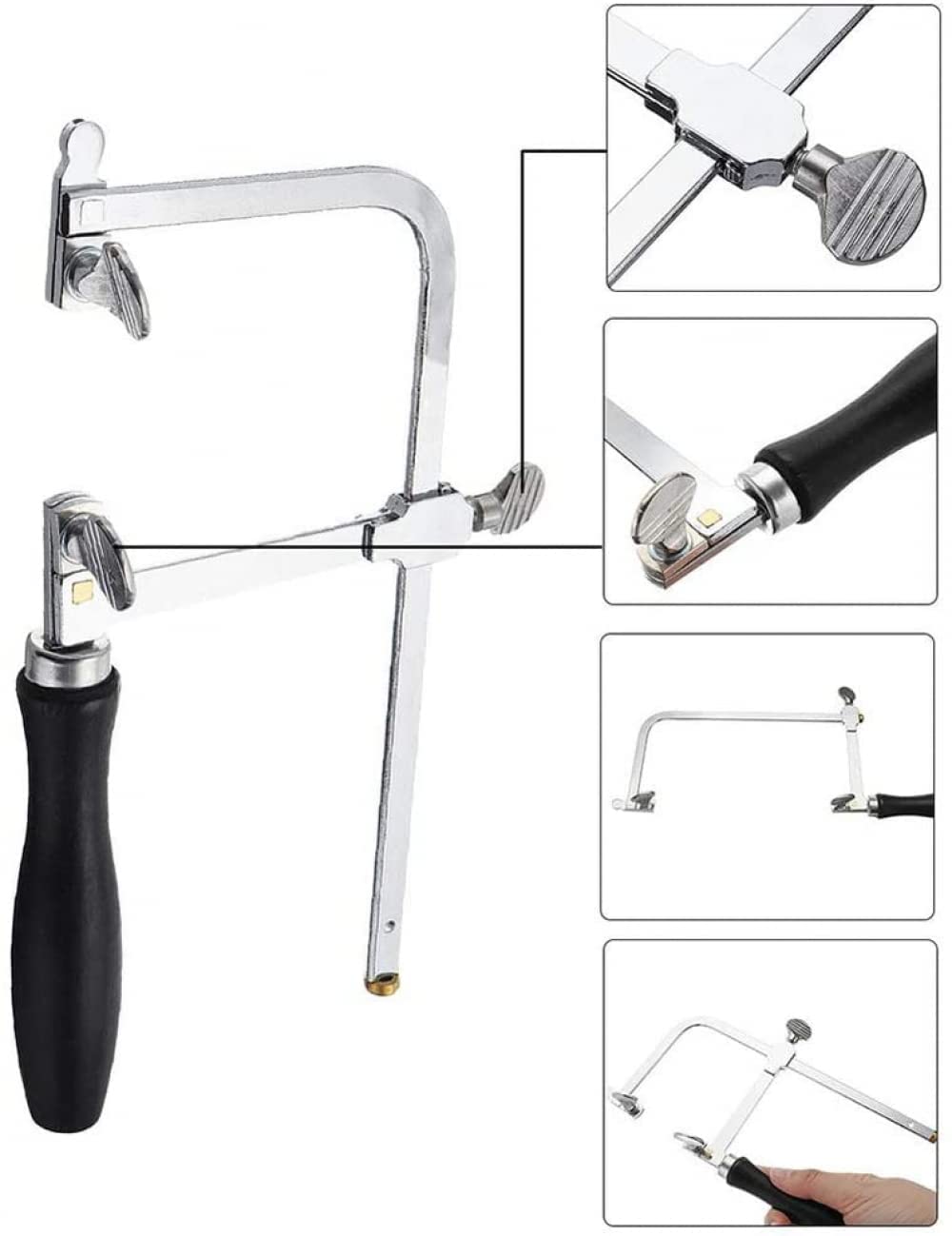 SKYPRO Kit de scie professionnelle 3 en 1 pour bijoutier avec cadre de scie, 144 lames en bois, pince à épingles, bois et métal