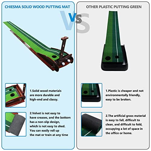 Chiesma Putting Mat, Golf Indoor Putting Green With Auto Ball Return System And 2 Holes, Mini Golf Practice Training Aid With Putter And 3 Balls, Golf Accessories Golf Gift For Men #TOP6