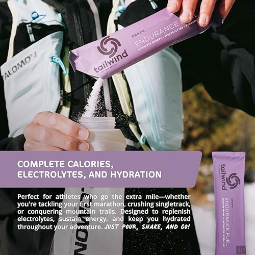 Tailwind Nutrition Endurance Fuel, Sports Drink Powder Single Serving with Electrolytes, Non-GMO, Free of Soy, Dairy, and Gluten, Vegan-Friendly, Grape, Pack of 12