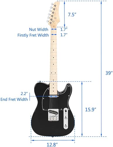 Miniatura 2 de Guitarra eléctrica de 39 pulgadas, diapasón de arce para guitarra eléctrica SS Pickup Case y paquete de accesorios para principiantes paquete de