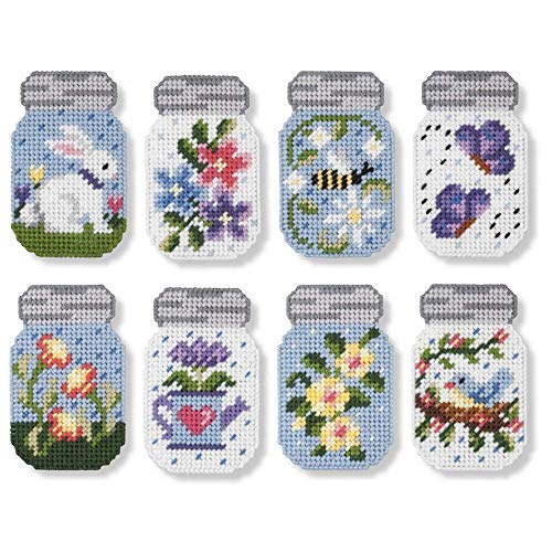 Herrschners Fauna & Floral Mason Jars Ornaments Plastic Canvas Kit