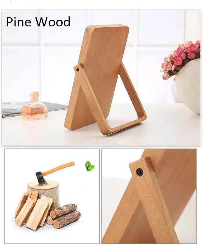 Espejo de maquillaje rectangular de madera sólida miniatura 7