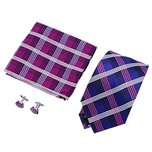 Set de corbata para hombre con diseño a cuadros clásico 3 piezas miniatura 2