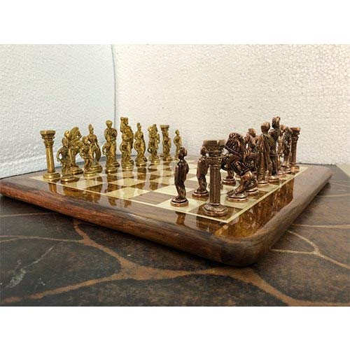 Scacchiera in legno piatto in ottone da 15 pollici