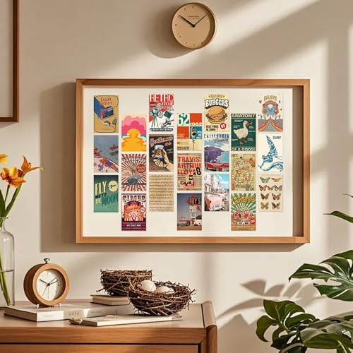 XFSRG 50 Stück Vintage Postkarten Set Lustigen Postkarten Postcards Retro für Wanddekoration Karten aus Karton Ästhetische Mini Poster (Set 1)