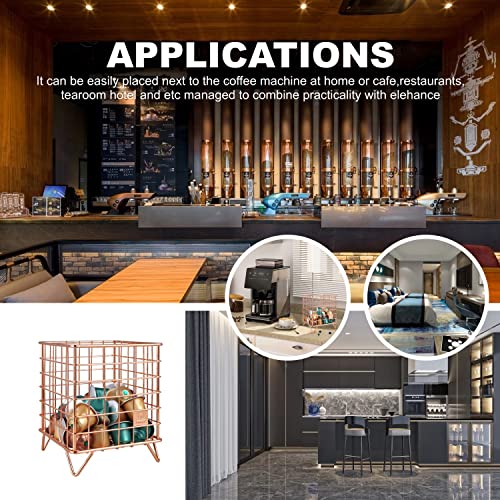 Jennimer Coffee Pod Basket, K Cup Coffee Pod Holder,Coffee Capsule Cages, Kitchen Counter Storage Baskets (Rose Gold) #TOP5