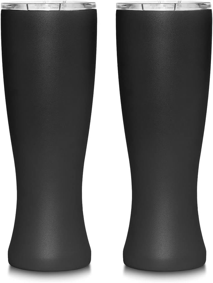 MASON FORGE | Stainless Steel Pint Double Insulated Beer Tumbler | Double Wall Vacuum Insulated | Sweat & Condensation Free | HOT or COLD Beverages | Pilsner Style Glass | 16 Ounce | Set of 2