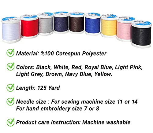 Hilos de poliéster multicolor, 9 bobinas de 125 yd y 2 bobinas de 400 yd miniatura 3