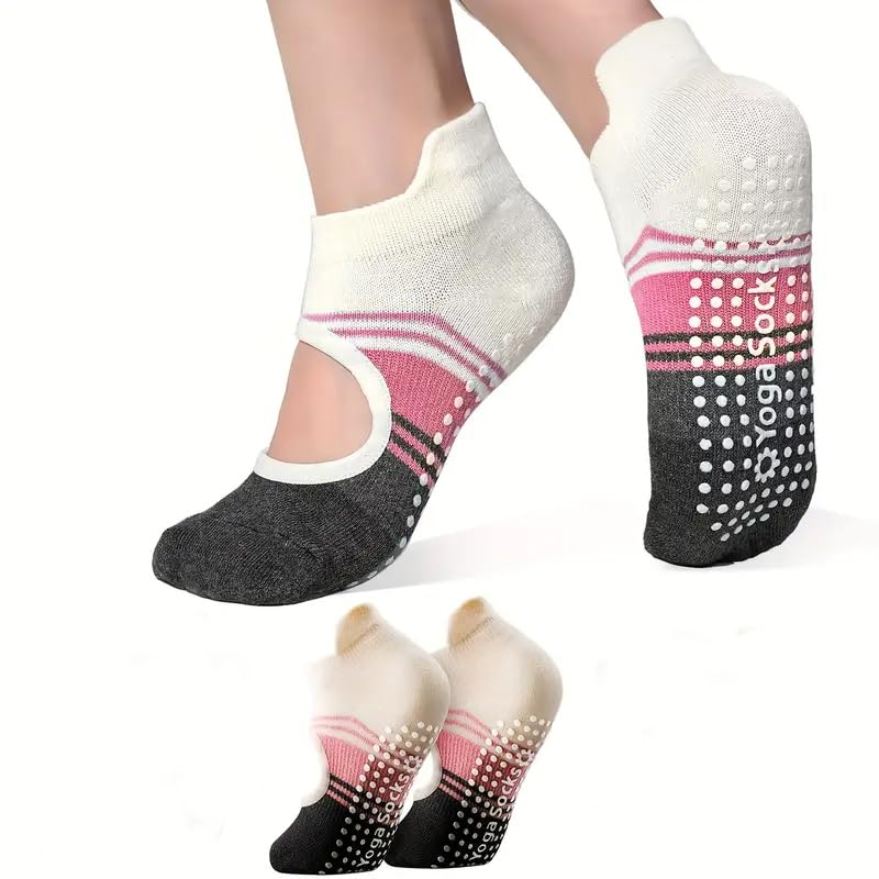 1 Pair Pilates Grip Socks For Women, Non Slip Skid Yoga Grippy Socks4