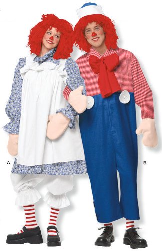 Raggedy Ann & Andy Adult Costume Patterns - Simplicity 9370, 5425, 4854, 4004, 3602, or 2514