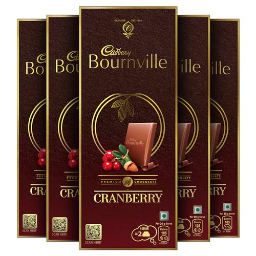 Cadbury Bournville Cranberry Dark Chocolate Bar, 80 G (Pack Of 5) For Rs. 369 @ 33 %