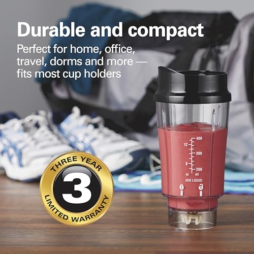 Hamilton Beach Portable for Shakes and Smoothies, 14 Oz BPA Free Travel Cup & Lid, Durable Stainless Steel Blades, Personal Smoothie, Black (51101AG) by Hamilton Beach - Image 5