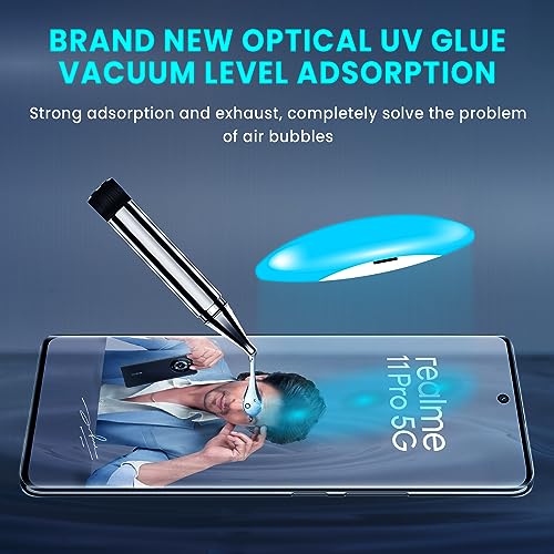 Image of ArmourPro UV Tempered Glass Compatible for Realme 11 Pro Plus, 11 Pro and Narzo 60 Pro 5G with Edge-to-Edge Protector Coverage, Cable Protector and Installation kit (6.7 Inch)