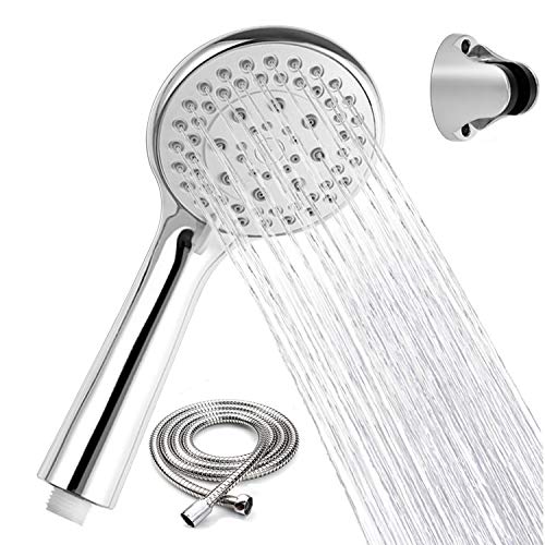 Alcachofa Shower Tap System de ducha con manguera de 1,5 m y soporte, 5 modos, ahorro de agua, con funcin antical, kit de soporte de ducha para bao y spa (Silver)