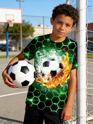 Image of 3D Graphic Short Sleeve Shirts Boys Girls Cool T-Shirt Unisex Novelty Tees for 7-12 Years Teens