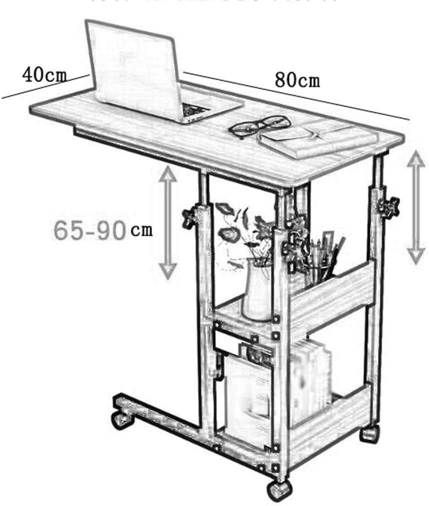 SDdPulse Home Sailing Piccolo Mobile Laptop Cart Table on Wheels Regolabile Rolling Side Table Scrivania, Postazione di lavoro multifunzione
