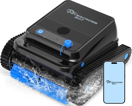 (2026 NEW) EVERCROSS BOT Robotic Pool Cleaner Automatic Cordless Pool Vaccum with Intelligent Navigation 6L Debris Filter Smart App Control Auto-Edge Docking 120 Min Battery Life