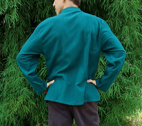 Image of RaanPahMuang Thick Muang Cotton Chinese Jacket Shirt Mandarin Frog Button Front