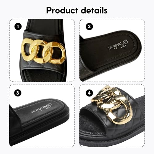 Chunky Chain Slide Slippers for Women Non-Slip Open Toe Indoor Outdoor Sandals for Home Casual Street Lounge Wear4