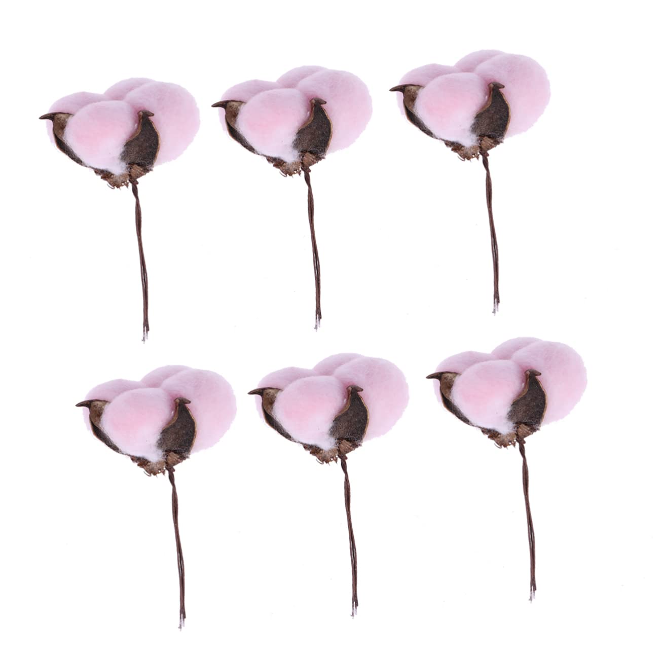 LABRIMP 6pcs Natural Flower Heads Picks Cotton Stalks Flower Bouquets Cotton Stem Centerpiece Fake Cotton Flower Silk Cotton Floral Stems Cotton Boll Branch Flower Arrangement Bamboo