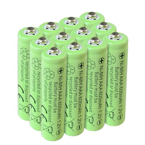 SPMST NIMH AAA Batería recargable, 1,2 V 600mAh de gran capacidad para control remoto múltiple/luz de noche solar (12 pc)