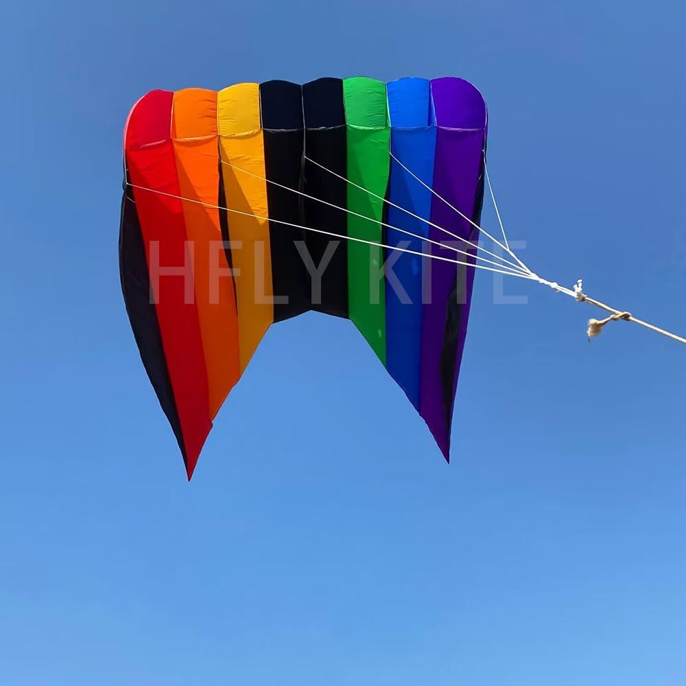 HFLY Kite 3D Solid Soft Inflatable 12 SQ.M. Rainbow Pilot Kite for Adults Ripstop Nylon Colorful Flowform Tractor Lifter Kite