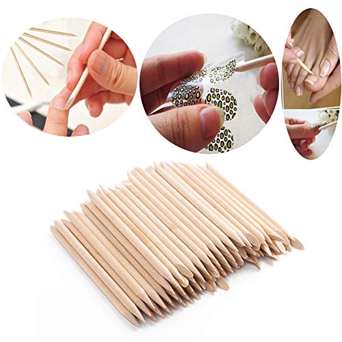 200pcs 7.5cm Nail Art Design Orange Wood Sticks Cuticle Pusher Remover Manicure Pedicure Care Tool