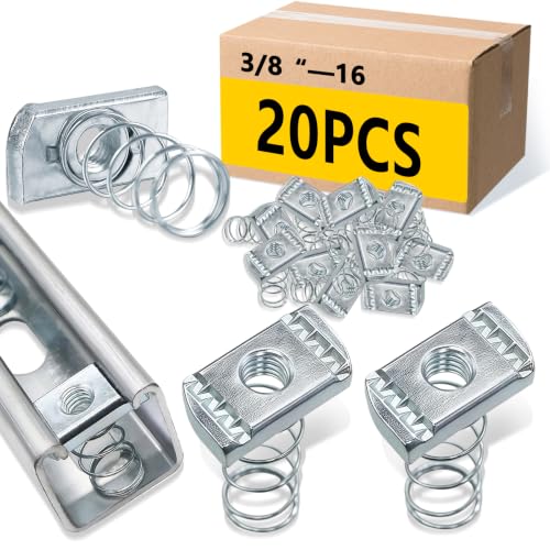 Image of SIHAI 20 Pcs 3 /8-16 inch Strut Channel Nuts, Long Spring Nuts with Zinc Electroplate Finish, for Use with Standard 1 5 /8 inch Unistrut Channels