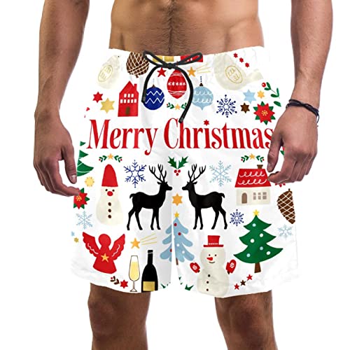 Maillots de bain pour hommes JDEZ à motifs de Noël et short de plage
