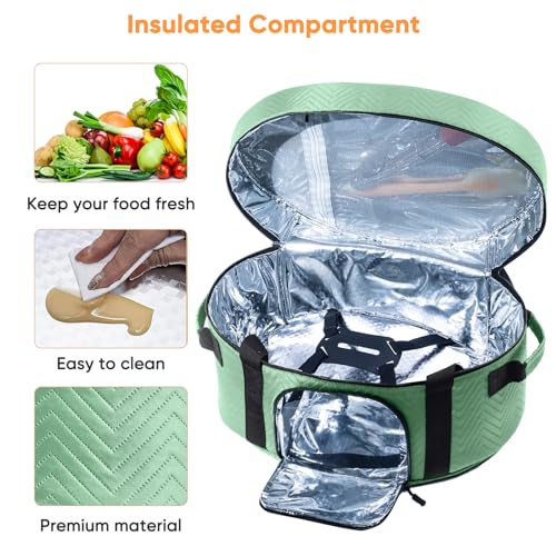 Image of Insulated Slow Cooker Carrying Bag for 6-8 Quart CrockPot and Hamilton Beach Slow Cooker with See-thought Window, Portable Carrier Case with Adjustable Band and Accessory Pocket