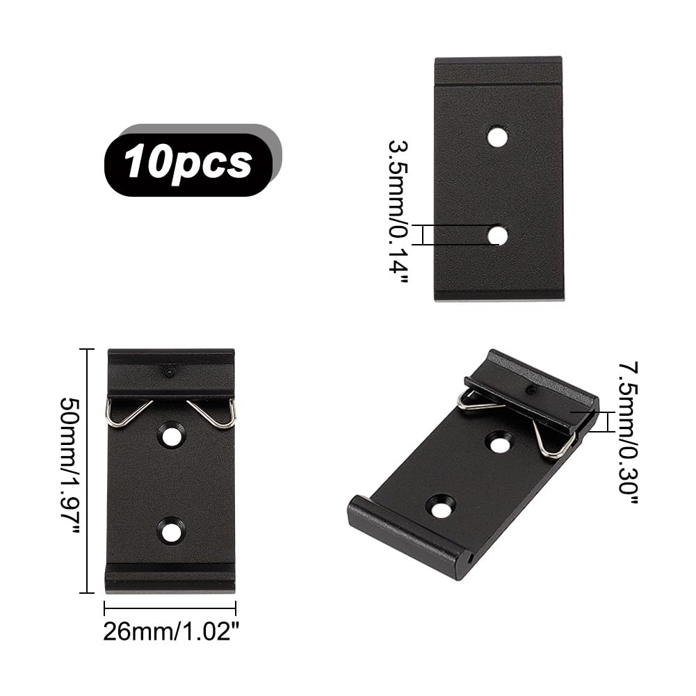 AHANDMAKER 10 Abrazaderas de Riel DIN Universal, Clip de Montaje de Aleación de Aluminio de 1.02 Pulgadas de Ancho, Soporte de Montaje Para Relé de Estado Sólido