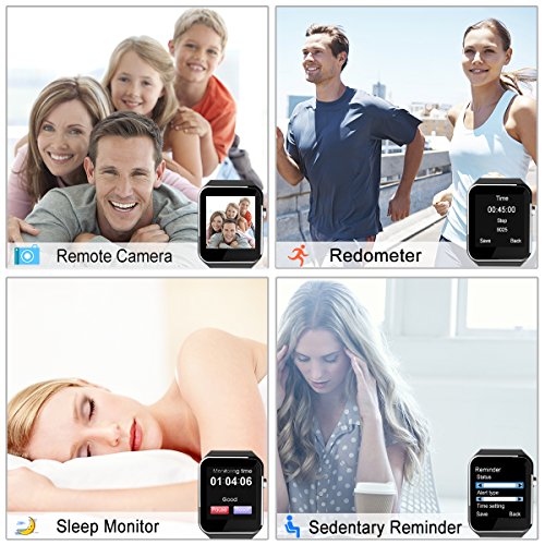 Pradory Smart Watch,Android Smartwatch Touch Screen Bluetooth Smart Watch for Android Phones Wrist Phone Watch with SIM Card Slot & Camera,Waterproof Sports Fitness Tracker Watch for Men Women Black