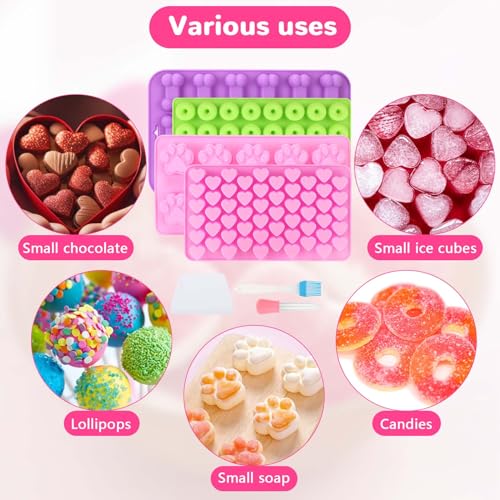 Auauraintt 4 Stück Backmatte Hundekekse,Silikon Backmatte, mit Schaber,Bürste,Kann für DIY Leckerlis für Hunde,für DIY Hundeleckerlies, Schokolade, Kekse, Eiswürfel, Süßigkeiten, BPA-Frei