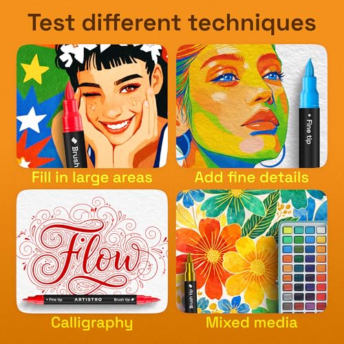 Image of ARTISTRO 12 Acrylic Paint Markers - Paint Pens for Drawing - For Fabric, Rock, Glass, Wood, Molds - Arts & Crafts Gift for Adults, Teens, Kids, Classroom Must Haves & School Supplies