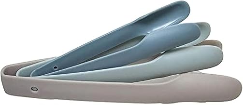 Poundsaver Multi-Functional Plastic Tongs Set of 3 Pcs (Silver, Light and Dark Blue), Barbecue Food Tongs, Bread Food Clamps, Cooking Tongs, Salad Tongs, Buffet Tongs, Serving Tongs