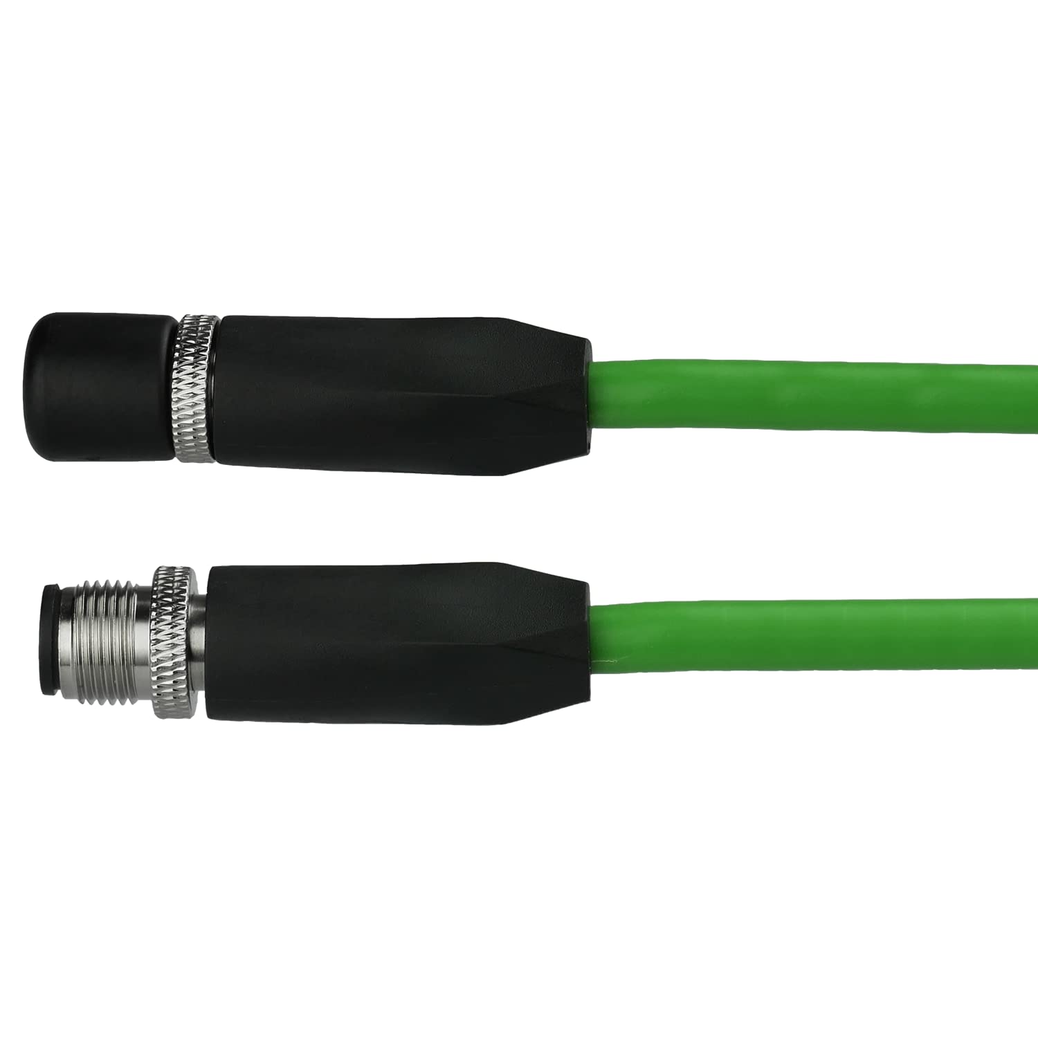 AIXONTEC 10,0 m M12 D-Kodiert PROFINET Patchkabel RJ45 zu M12 4 pin D code Male Männlich Rundsteckverbinder Ethernet Netzwerkkabel Industrie Kamera Grün + Staubschutz