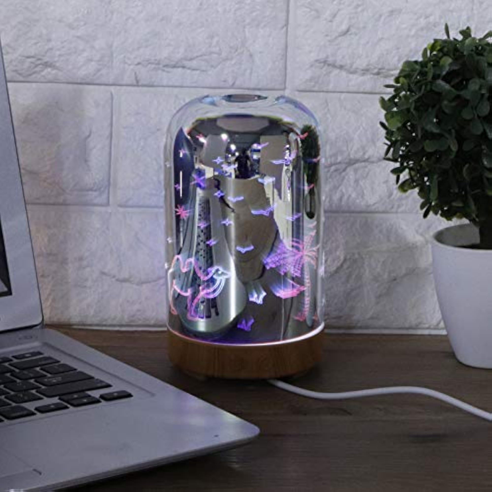 Quiet Glass Car Humidifier with Colorful Light Bars