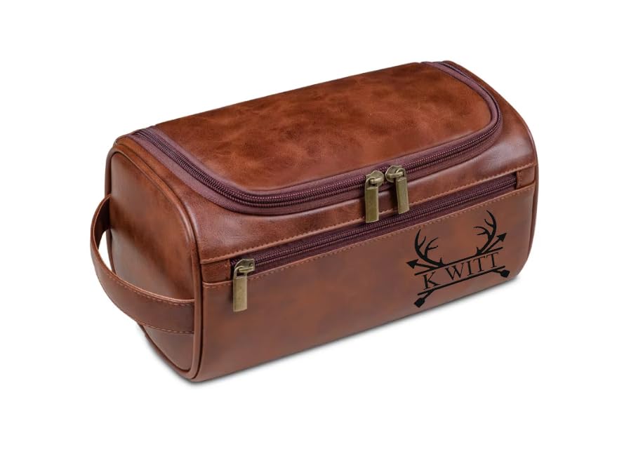 Personalized Travel Bag For Men - Leather Hanging Toiletry Bag - Travel Bag Kits Personalized - Custom Gift For Men - Groomsmen Bag Kit For Him