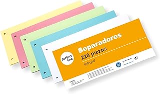 perfect line 220 separadores para archivador A4, separadores de cartón reciclado, fabricación en Alemania, 5 colores, perforado