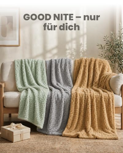 Good Nite Kuscheldecke 150 x 200 cm - Weiche Fleece-Decke als Wohndecke für Sofa, Bett & Büro, kuscheliger Throw für Herbst & Winter – Ansicht 6