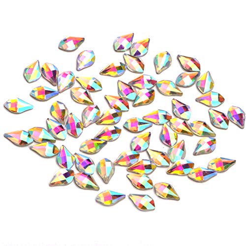3D Crystals AB Nail Art Flat Back Rhinestones Gems Mixed Nail Diamond Stone for Nail Art Clothes Shoes Bags Crafts (100Pcs Pear Crytals AB)