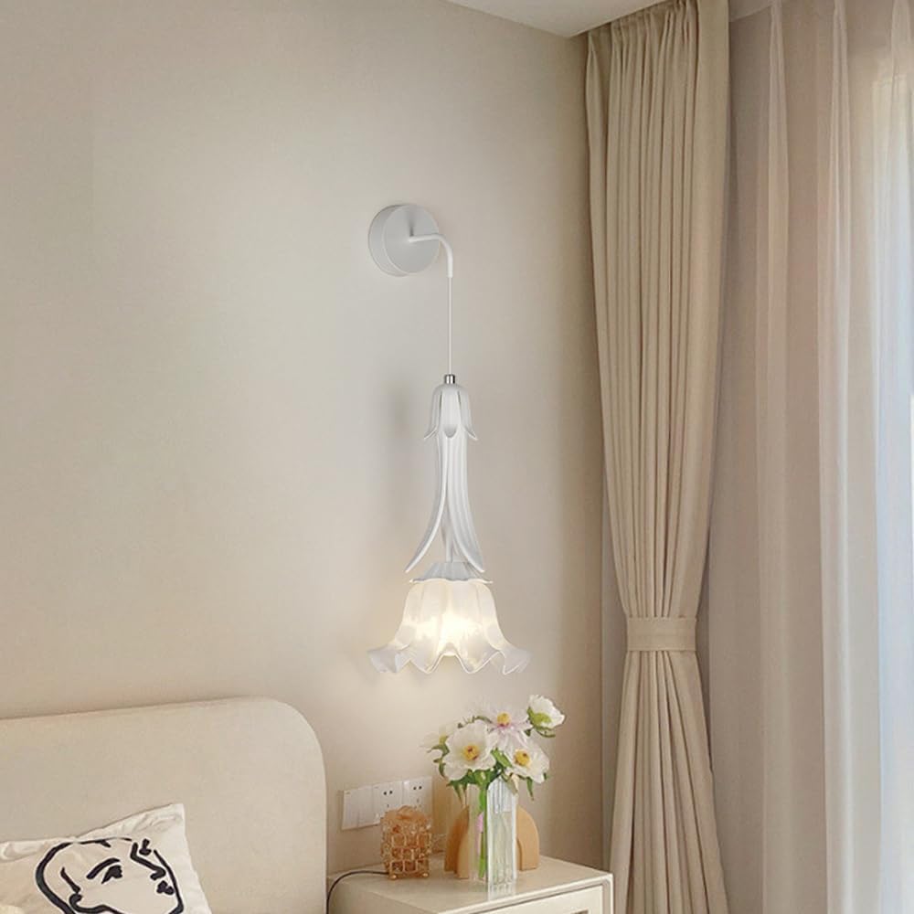 KXEcoLife 9w Led Acrylic Flower Wall Light Nordic Modern Mounted Lamp Indoor Bedroom Bedside Sconce Fixture For Living Room Porch Decoration, Whitetricolor