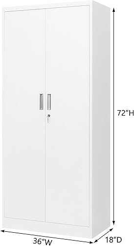 Miniatura 75 de CJF Gabinete de almacenamiento de metal, armario de almacenamiento con bloqueo con puertas y 1 cajón, 36 pulgadas de alto x 28 pulgadas de ancho x